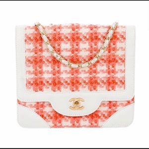 Authentic Chanel Square Quilted Tweed Flap Bag